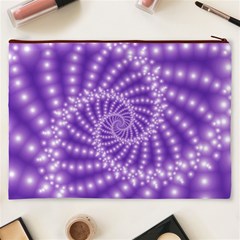 Glossy Purple  Beaded Spiral Fractal Cosmetic Bag (XXXL) from ArtsNow.com Back