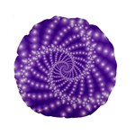 Glossy Purple  Beaded Spiral Fractal Standard 15  Premium Round Cushion 