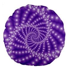 Glossy Purple  Beaded Spiral Fractal Large 18  Premium Round Cushion  from ArtsNow.com Front