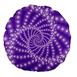 Glossy Purple  Beaded Spiral Fractal Large 18  Premium Round Cushion 