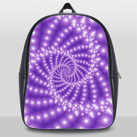 Glossy Purple  Beaded Spiral Fractal School Bag (XL) from ArtsNow.com Front