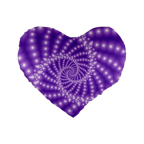 Glossy Purple  Beaded Spiral Fractal Standard 16  Premium Heart Shape Cushion  from ArtsNow.com Front