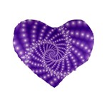 Glossy Purple  Beaded Spiral Fractal Standard 16  Premium Heart Shape Cushion 