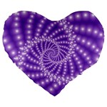 Glossy Purple  Beaded Spiral Fractal Large 19  Premium Heart Shape Cushion