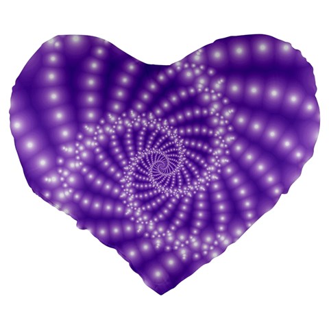 Glossy Purple  Beaded Spiral Fractal Large 19  Premium Heart Shape Cushion from ArtsNow.com Back