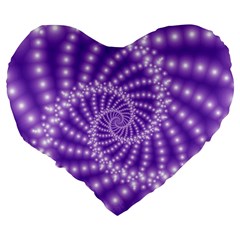 Glossy Purple  Beaded Spiral Fractal Large 19  Premium Heart Shape Cushion from ArtsNow.com Back