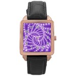 Glossy Purple  Beaded Spiral Fractal Rose Gold Leather Watch 