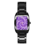 Glossy Purple  Beaded Spiral Fractal Stainless Steel Barrel Watch