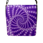 Glossy Purple  Beaded Spiral Fractal Flap Closure Messenger Bag (L)