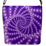 Glossy Purple  Beaded Spiral Fractal Flap Closure Messenger Bag (S)