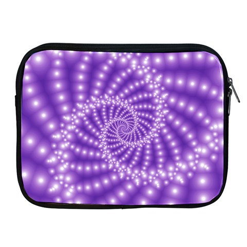 Glossy Purple  Beaded Spiral Fractal Apple iPad 2/3/4 Zipper Case from ArtsNow.com Front