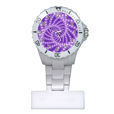 Glossy Purple  Beaded Spiral Fractal Plastic Nurses Watch from ArtsNow.com Front