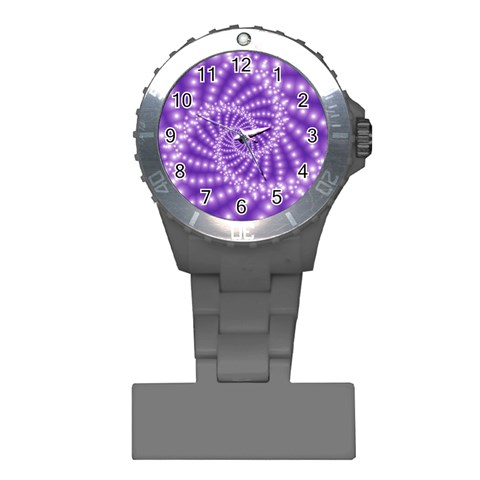 Glossy Purple  Beaded Spiral Fractal Plastic Nurses Watch from ArtsNow.com Front