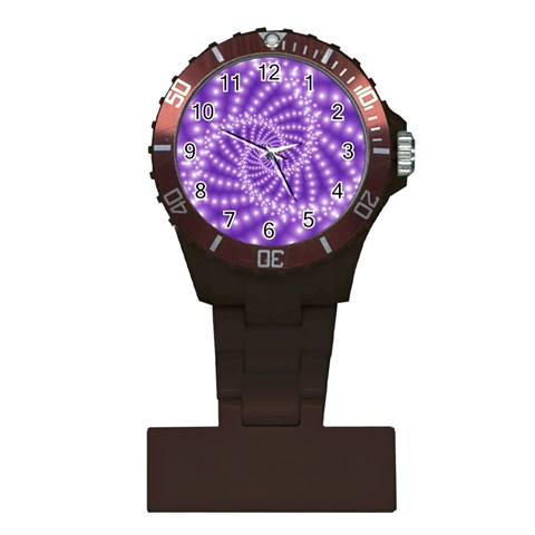 Glossy Purple  Beaded Spiral Fractal Plastic Nurses Watch from ArtsNow.com Front