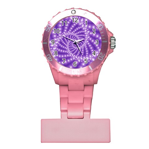 Glossy Purple  Beaded Spiral Fractal Plastic Nurses Watch from ArtsNow.com Front