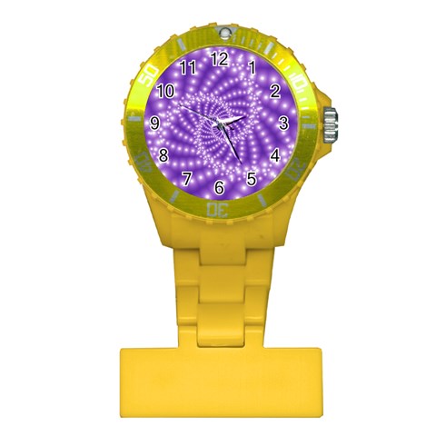 Glossy Purple  Beaded Spiral Fractal Plastic Nurses Watch from ArtsNow.com Front