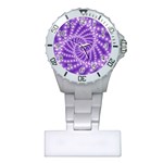 Glossy Purple  Beaded Spiral Fractal Plastic Nurses Watch