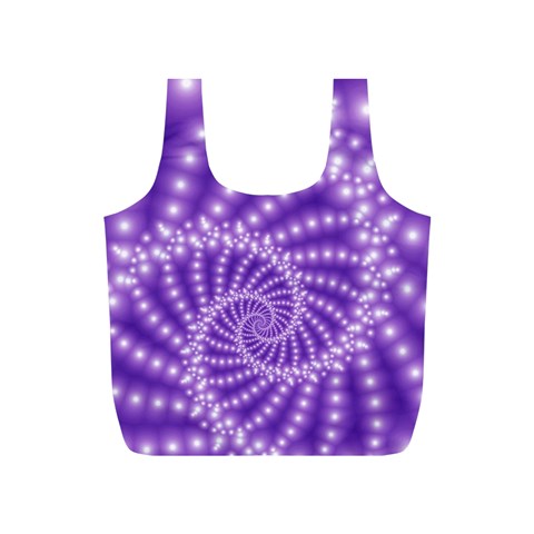 Glossy Purple  Beaded Spiral Fractal Full Print Recycle Bag (S) from ArtsNow.com Front