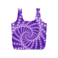 Glossy Purple  Beaded Spiral Fractal Full Print Recycle Bag (S) from ArtsNow.com Front