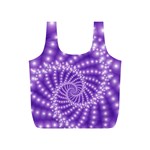 Glossy Purple  Beaded Spiral Fractal Full Print Recycle Bag (S)