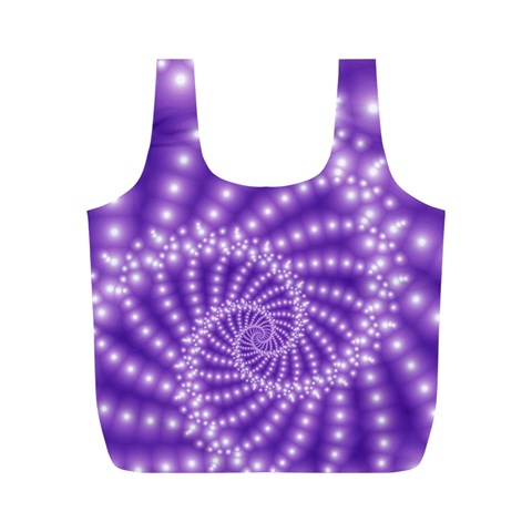 Glossy Purple  Beaded Spiral Fractal Full Print Recycle Bag (M) from ArtsNow.com Front