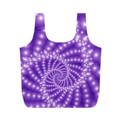 Glossy Purple  Beaded Spiral Fractal Full Print Recycle Bag (M) from ArtsNow.com Front