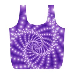 Glossy Purple  Beaded Spiral Fractal Full Print Recycle Bag (L) from ArtsNow.com Front