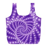 Glossy Purple  Beaded Spiral Fractal Full Print Recycle Bag (L)