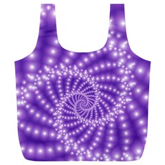 Glossy Purple  Beaded Spiral Fractal Full Print Recycle Bag (XL) from ArtsNow.com Front