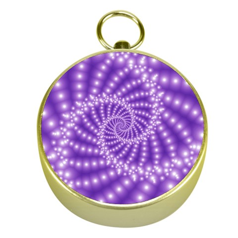 Glossy Purple  Beaded Spiral Fractal Gold Compass from ArtsNow.com Front