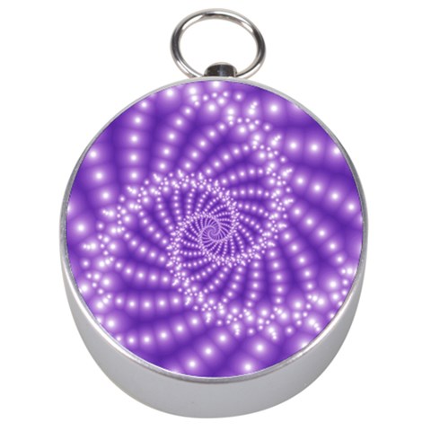 Glossy Purple  Beaded Spiral Fractal Silver Compass from ArtsNow.com Front