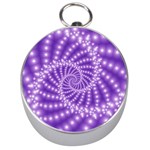 Glossy Purple  Beaded Spiral Fractal Silver Compass