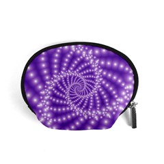 Glossy Purple  Beaded Spiral Fractal Accessory Pouch (Small) from ArtsNow.com Front