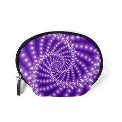 Glossy Purple  Beaded Spiral Fractal Accessory Pouch (Small) from ArtsNow.com Back