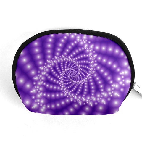 Glossy Purple  Beaded Spiral Fractal Accessory Pouch (Medium) from ArtsNow.com Front