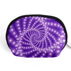 Glossy Purple  Beaded Spiral Fractal Accessory Pouch (Medium) from ArtsNow.com Front