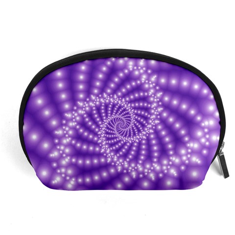 Glossy Purple  Beaded Spiral Fractal Accessory Pouch (Large) from ArtsNow.com Front