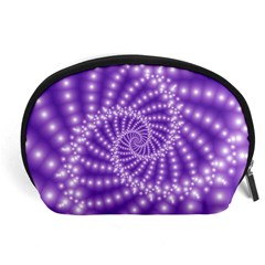 Glossy Purple  Beaded Spiral Fractal Accessory Pouch (Large) from ArtsNow.com Front