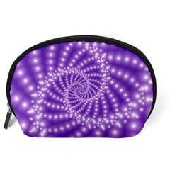 Glossy Purple  Beaded Spiral Fractal Accessory Pouch (Large) from ArtsNow.com Back