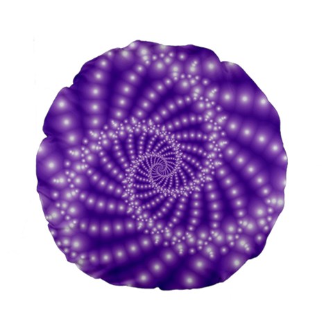 Glossy Purple  Beaded Spiral Fractal Standard 15  Premium Flano Round Cushion  from ArtsNow.com Front