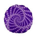 Glossy Purple  Beaded Spiral Fractal Standard 15  Premium Flano Round Cushion 