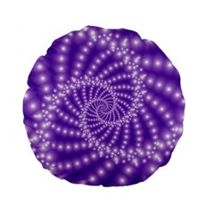 Glossy Purple  Beaded Spiral Fractal Standard 15  Premium Flano Round Cushion  from ArtsNow.com Back