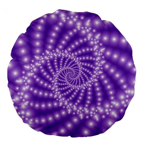 Glossy Purple  Beaded Spiral Fractal Large 18  Premium Flano Round Cushion  from ArtsNow.com Front