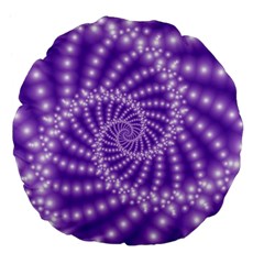 Glossy Purple  Beaded Spiral Fractal Large 18  Premium Flano Round Cushion  from ArtsNow.com Front