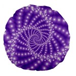 Glossy Purple  Beaded Spiral Fractal Large 18  Premium Flano Round Cushion 