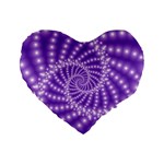 Glossy Purple  Beaded Spiral Fractal Standard 16  Premium Flano Heart Shape Cushion 