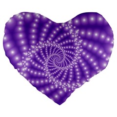 Glossy Purple  Beaded Spiral Fractal Large 19  Premium Flano Heart Shape Cushion from ArtsNow.com Front