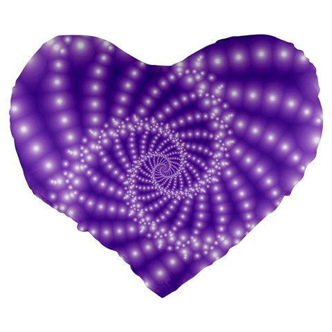 Glossy Purple  Beaded Spiral Fractal Large 19  Premium Flano Heart Shape Cushion from ArtsNow.com Back