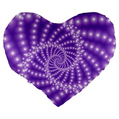 Glossy Purple  Beaded Spiral Fractal Large 19  Premium Flano Heart Shape Cushion from ArtsNow.com Back