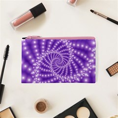 Glossy Purple  Beaded Spiral Fractal Cosmetic Bag (XS) from ArtsNow.com Front